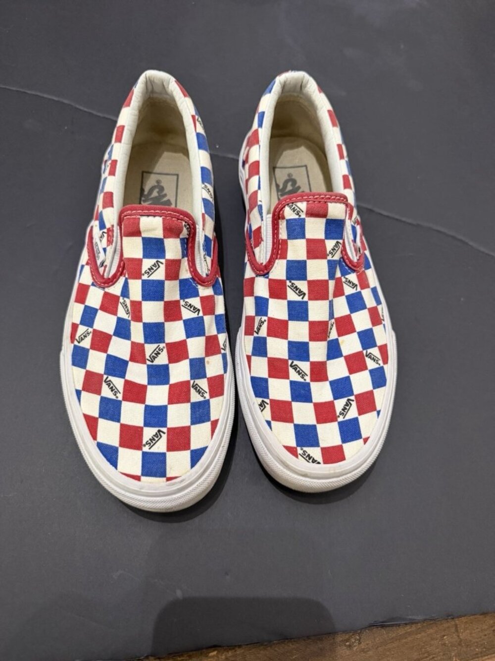 Red White & Blue Classic Vans Slip On Shoes Mens 6 Womens 7.5